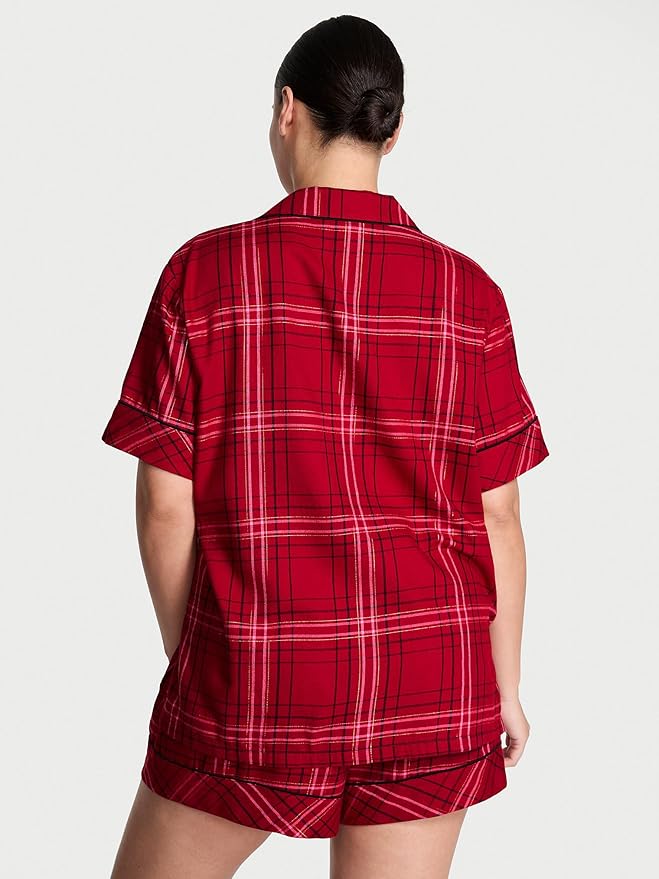 Women's Flannel Pajama Set - Short Sleeve - 2 Piece