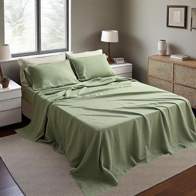 Linen Bed Sheet Set - King - 4 Piece