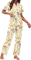 Women's Pants Pajama Set - Short Sleeve - 2 Piece