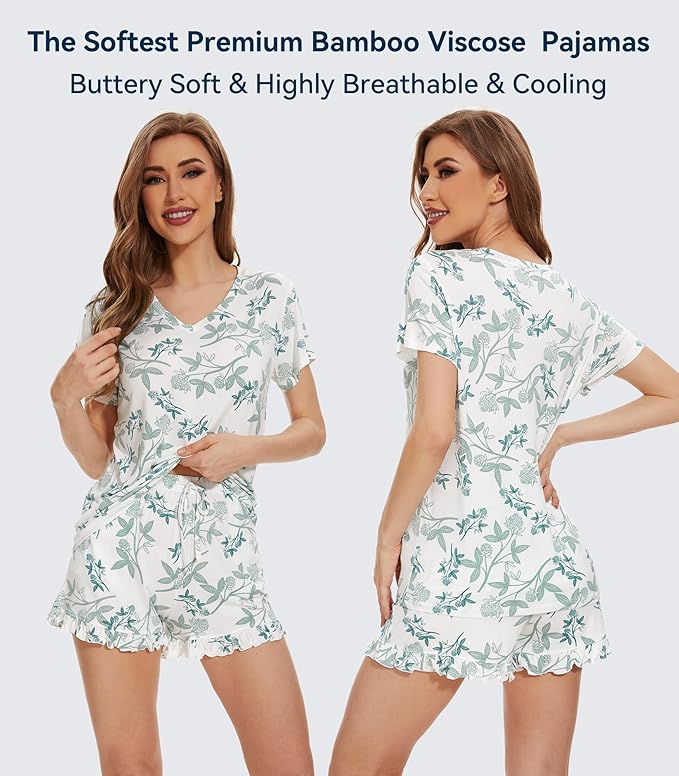 Bamboo Cooling Shorts Pajama Set - Short Sleeve - 2 Piece