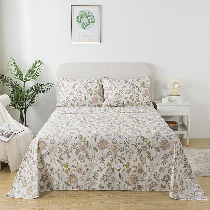 100% Cotton Bed Sheet Set - Queen - 4 Piece