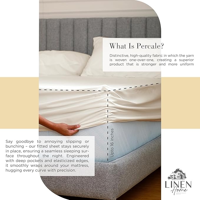 100% Cotton Bed Sheet Set - King - 4 Piece