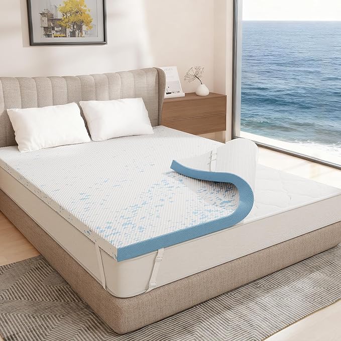 Memory Foam Cooling Mattress Topper - Queen