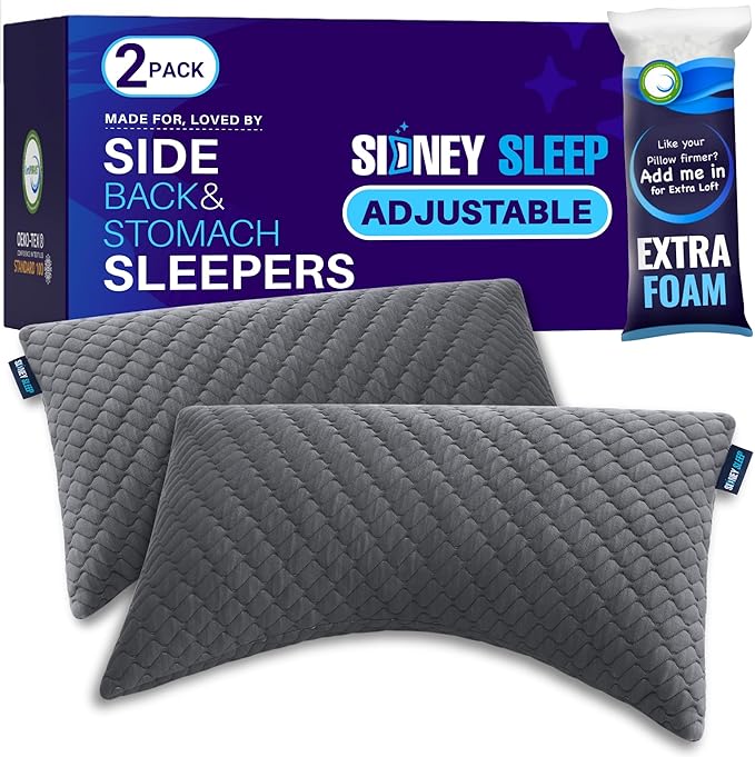 Memory Foam Bed Pillow - Queen - 2 Piece
