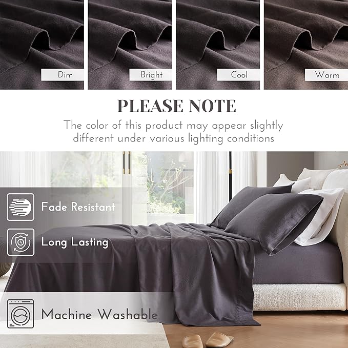 Flannel Bed Sheet Set - King - 4 Piece