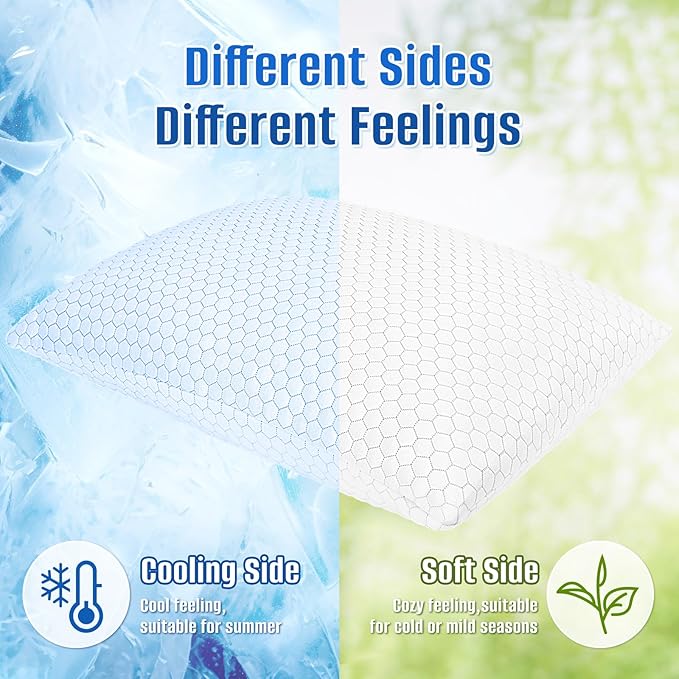 Memory Foam Cooling Bed Pillow - Standard - 2 Piece