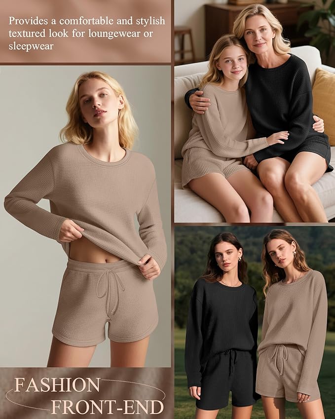 Women's Shorts Pajama Set - Long Sleeve - 2 Pack - 2 Piece