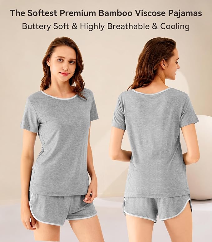 Women's Bamboo Cooling Pajama Set - Short Sleeve - 2 Piece