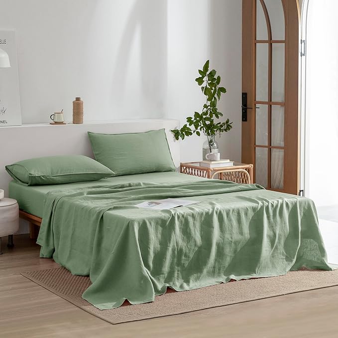 Linen Bed Sheet Set - King - 4 Piece