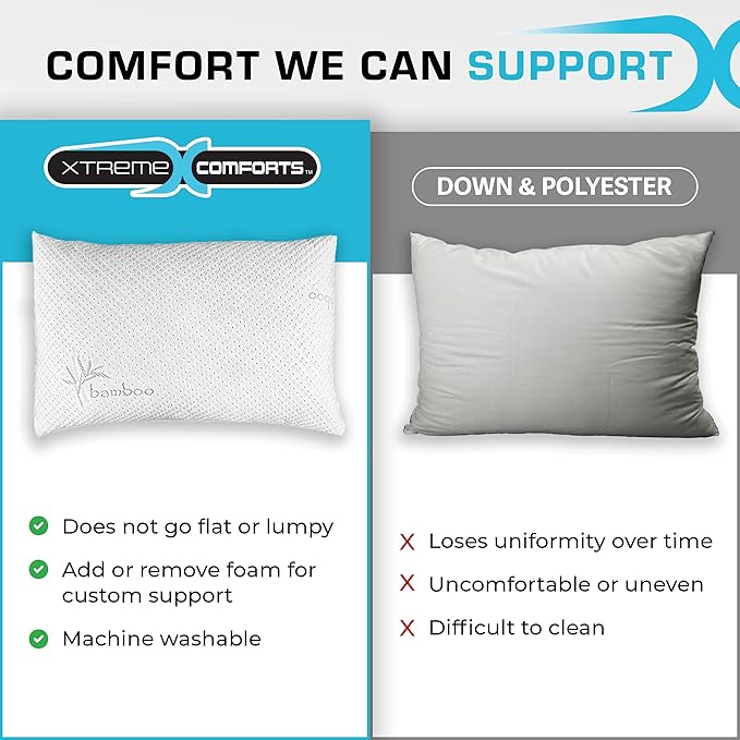 Memory Foam Cooling Bed Pillow - King - 2 Pack