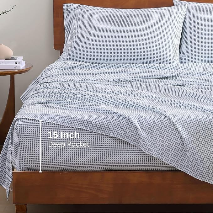 Linen Bed Sheet Set - King - 15 in Deep Pocket - 4 Piece