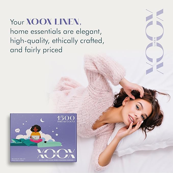 Linen Cooling Bed Sheet Set - Queen - 17 in Deep Pocket - 4 Piece