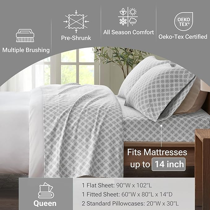 100% Cotton Bed Sheet Set - Queen