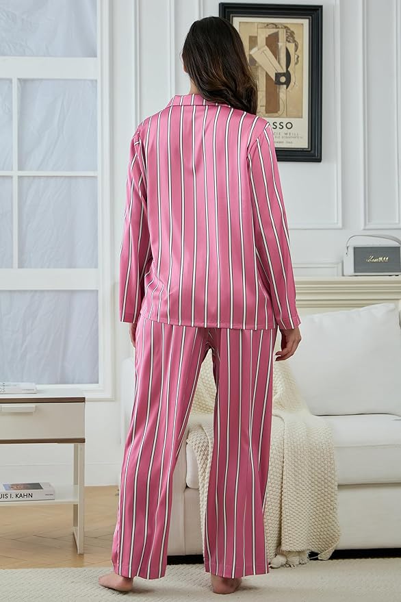 Satin Pajama Set - Long Sleeve - 2 Piece