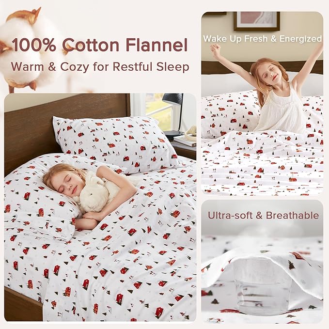 100% Cotton Bed Sheet Set - King - 4 Piece