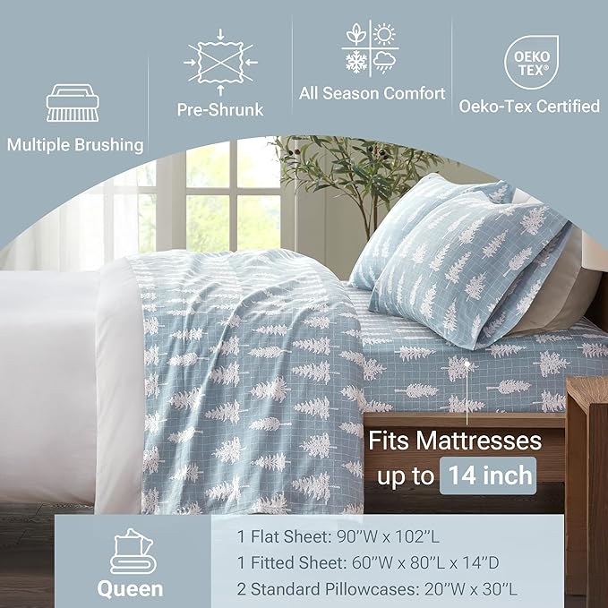 100% Cotton Bed Sheet Set - Queen - 4 Piece
