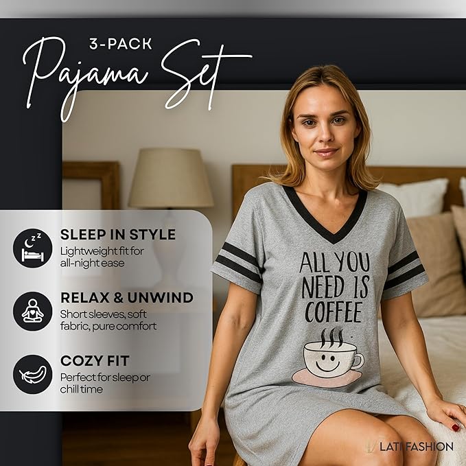 Women's Loungewear - Short Sleeve - 3 Pack