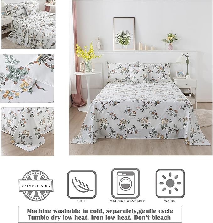 100% Cotton Bed Sheet Set - Full - 4 Piece