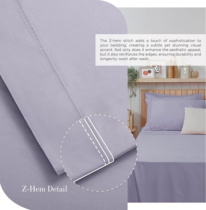 100% Cotton Bed Sheet Set - Queen - 4 Piece