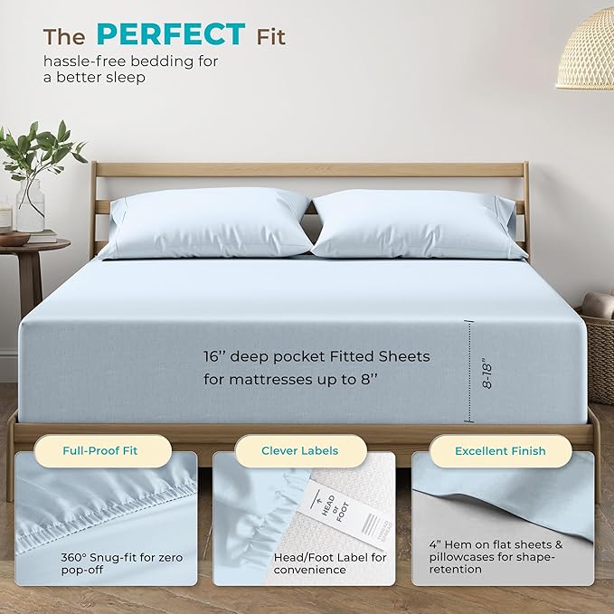 Cooling Bed Sheet Set - Twin - 16 in Deep Pocket - 3 Piece