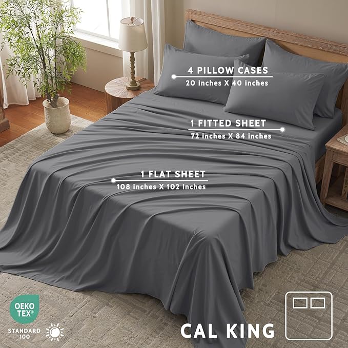Cooling Bed Sheet Set - King - 16 in Deep Pocket - 6 Piece