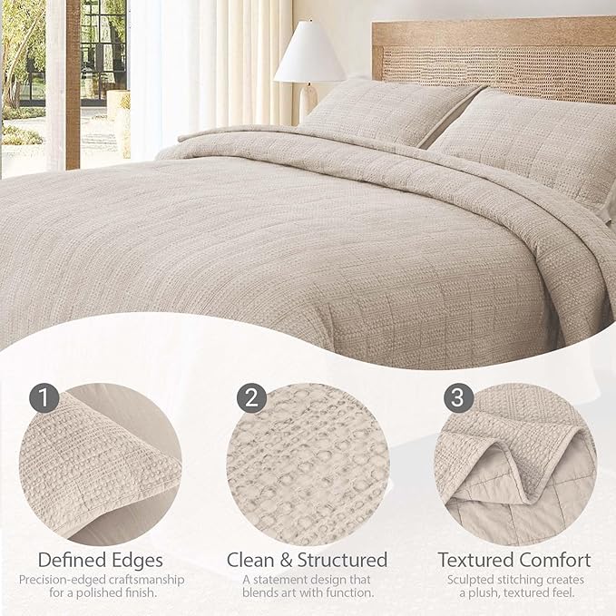 100% Cotton Quilt Set - Queen - 3 Piece