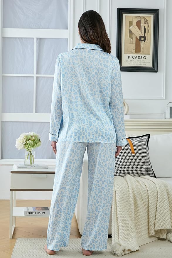 Satin Pajama Set - Long Sleeve - 2 Piece
