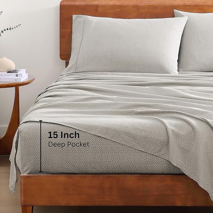 Linen Bed Sheet Set - Queen - 15 in Deep Pocket - 4 Piece