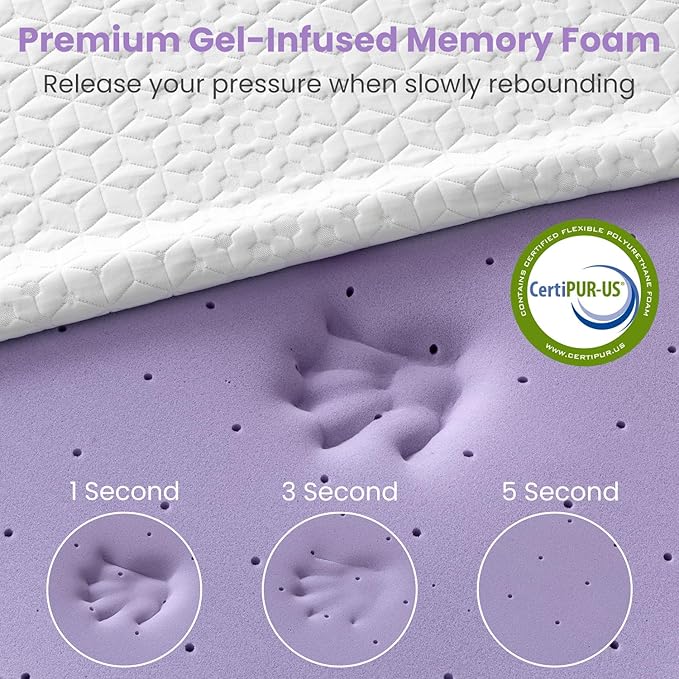 Memory Foam Cooling Mattress Topper - Queen