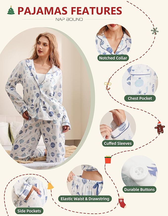Women's 100% Cotton Pajama Set - Long Sleeve