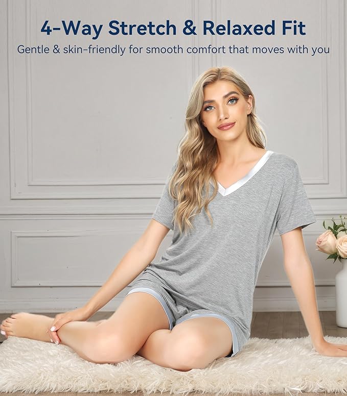 Women's Bamboo Cooling Pajama Set - Short Sleeve - 2 Piece
