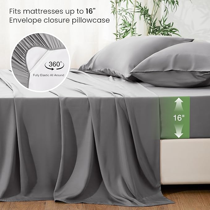 Bamboo Cooling Bed Sheet Set - King - 4 Piece