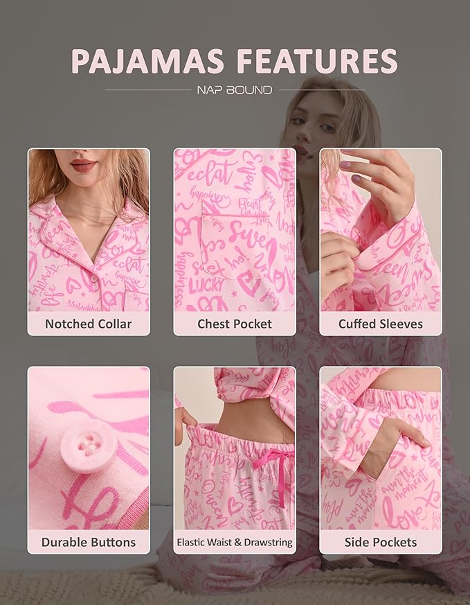 Women's 100% Cotton Pajama Set - Long Sleeve