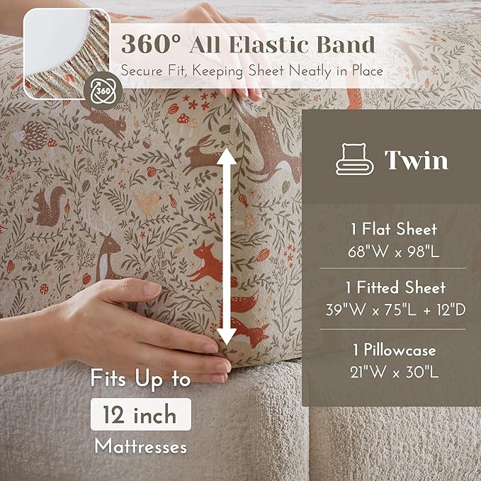 Flannel Bed Sheet Set - Twin - 3 Piece