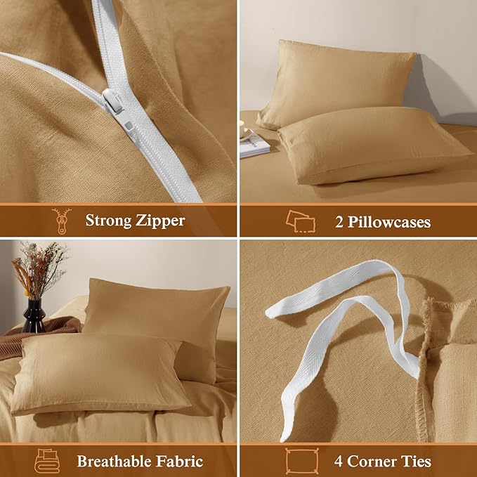 Linen Duvet Cover Set - Full - 3 Piece