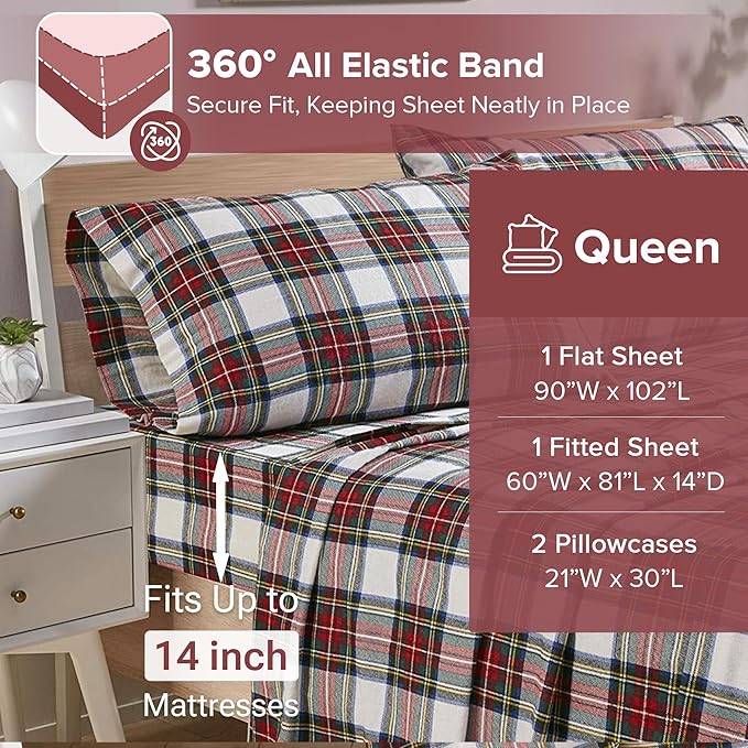 Flannel Bed Sheet Set - Queen - 4 Piece