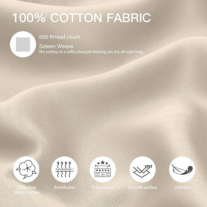 100% Cotton Pillowcase Set - King - 20 x 36 in - 2 Piece