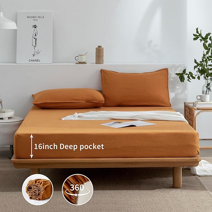 Linen Bed Sheet Set - Twin - 3 Piece