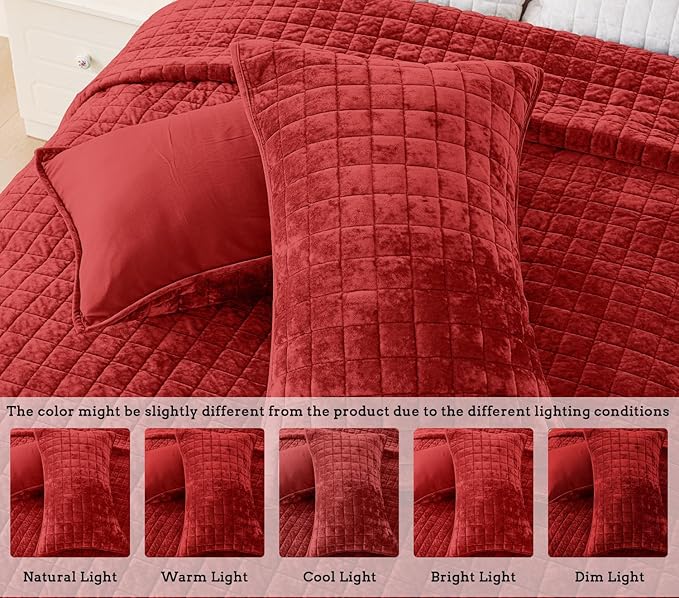 Velvet Quilt Set - California King - 3 Piece