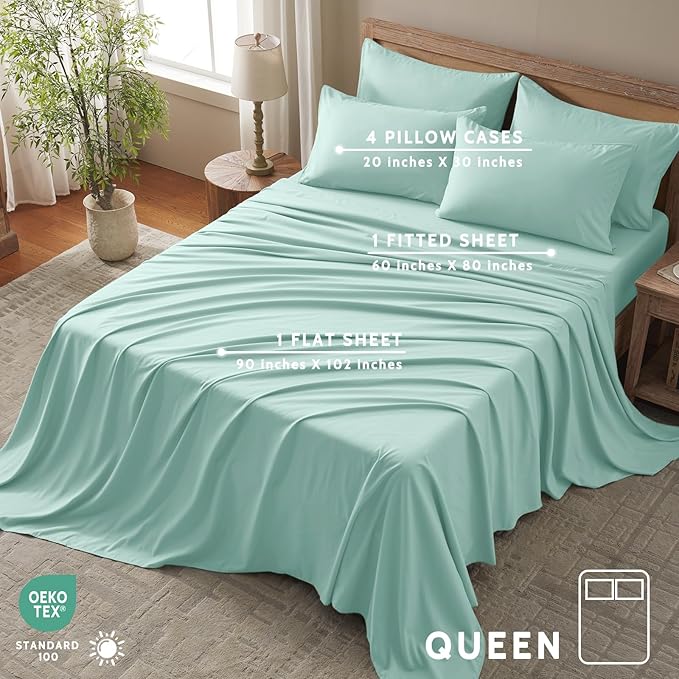 Cooling Bed Sheet Set - Queen - 16 in Deep Pocket - 6 Piece
