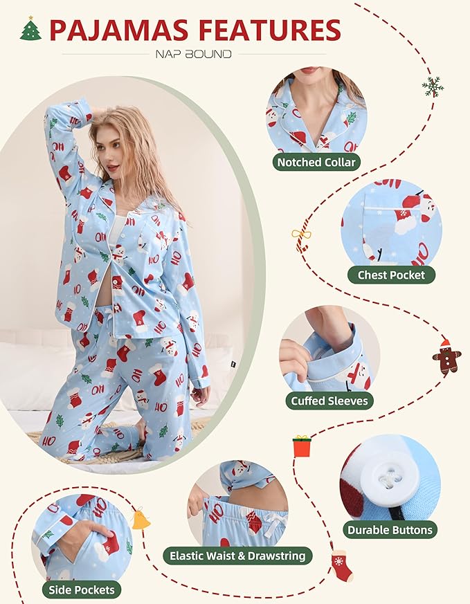 Women's 100% Cotton Pajama Set - Long Sleeve