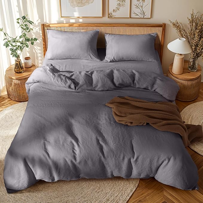 Linen Duvet Cover Set - King - 3 Piece