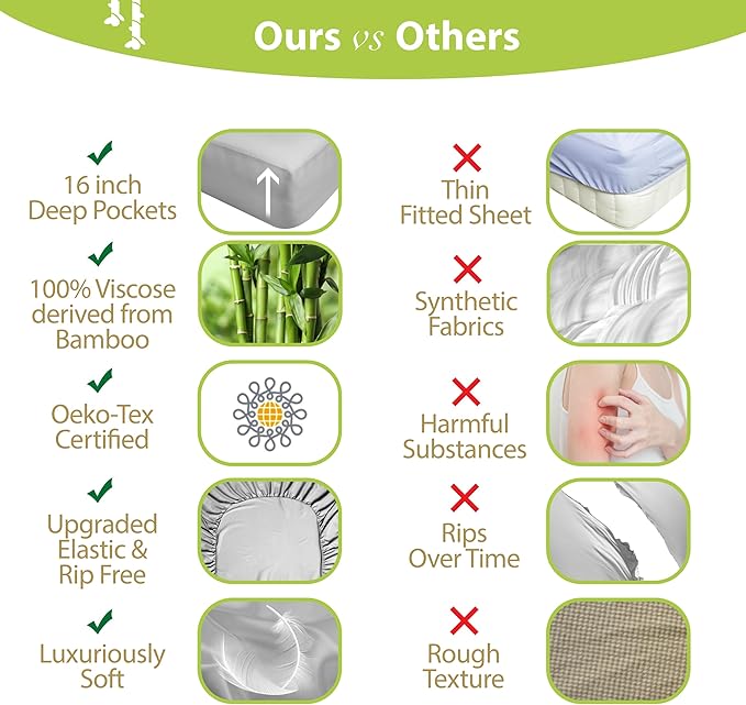 Bamboo Cooling Bed Sheet Set - Queen - 4 Piece