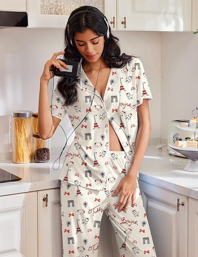 Women's Pajama Set - Short Sleeve - 2 Piece