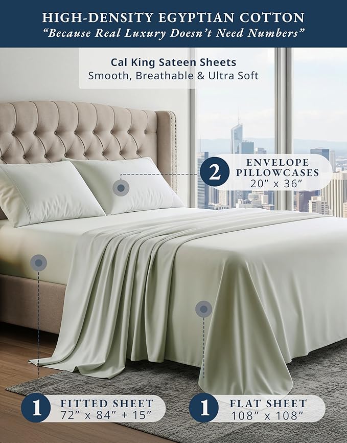 Linen Bed Sheet Set - California King - 16 in Deep Pocket
