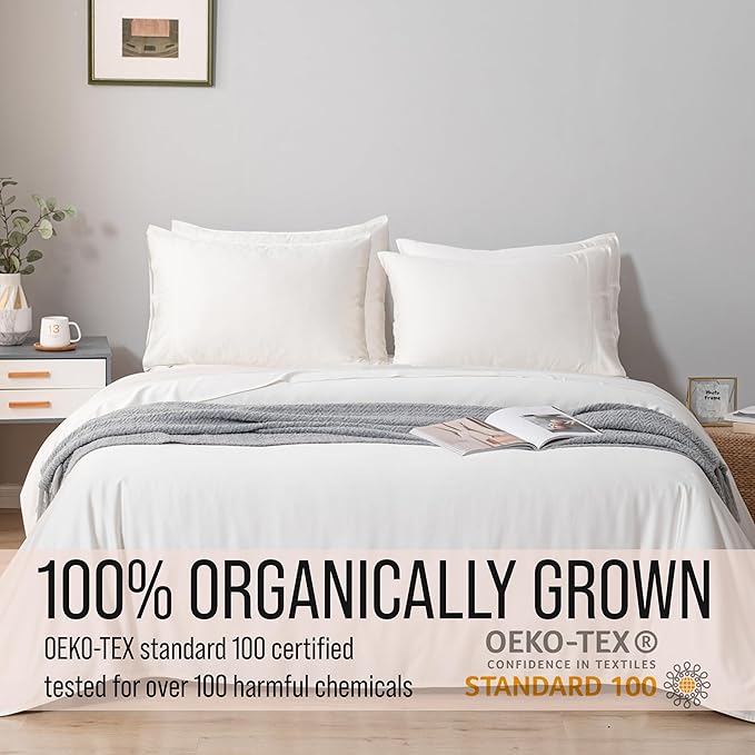 Bamboo Cooling Bed Sheet Set - Queen - 18 in Deep Pocket - 6 Piece
