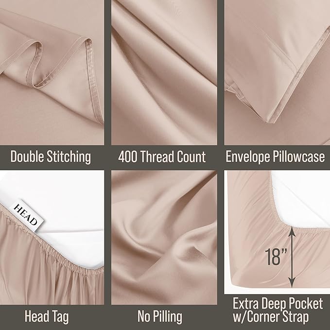 Bamboo Cooling Bed Sheet Set - Twin - 18 in Deep Pocket