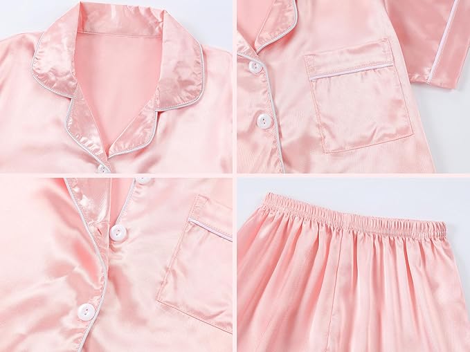 Satin Pajama Set - Short Sleeve - 2 Piece