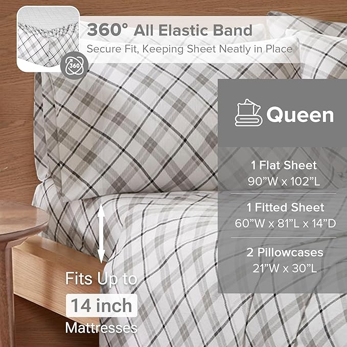 Flannel Bed Sheet Set - Queen - 4 Piece