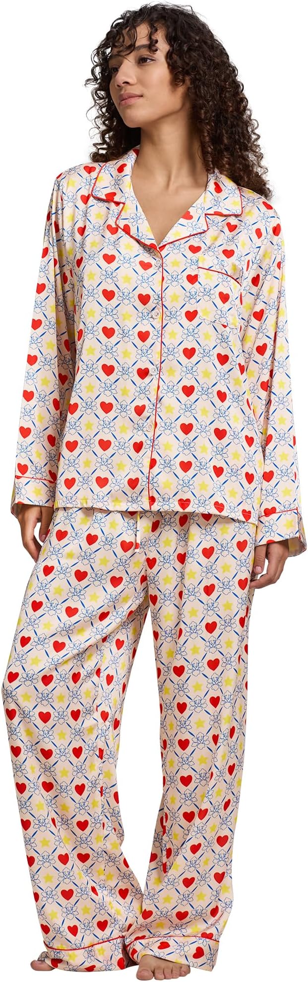 Satin Pajama Set - Long Sleeve - 2 Piece